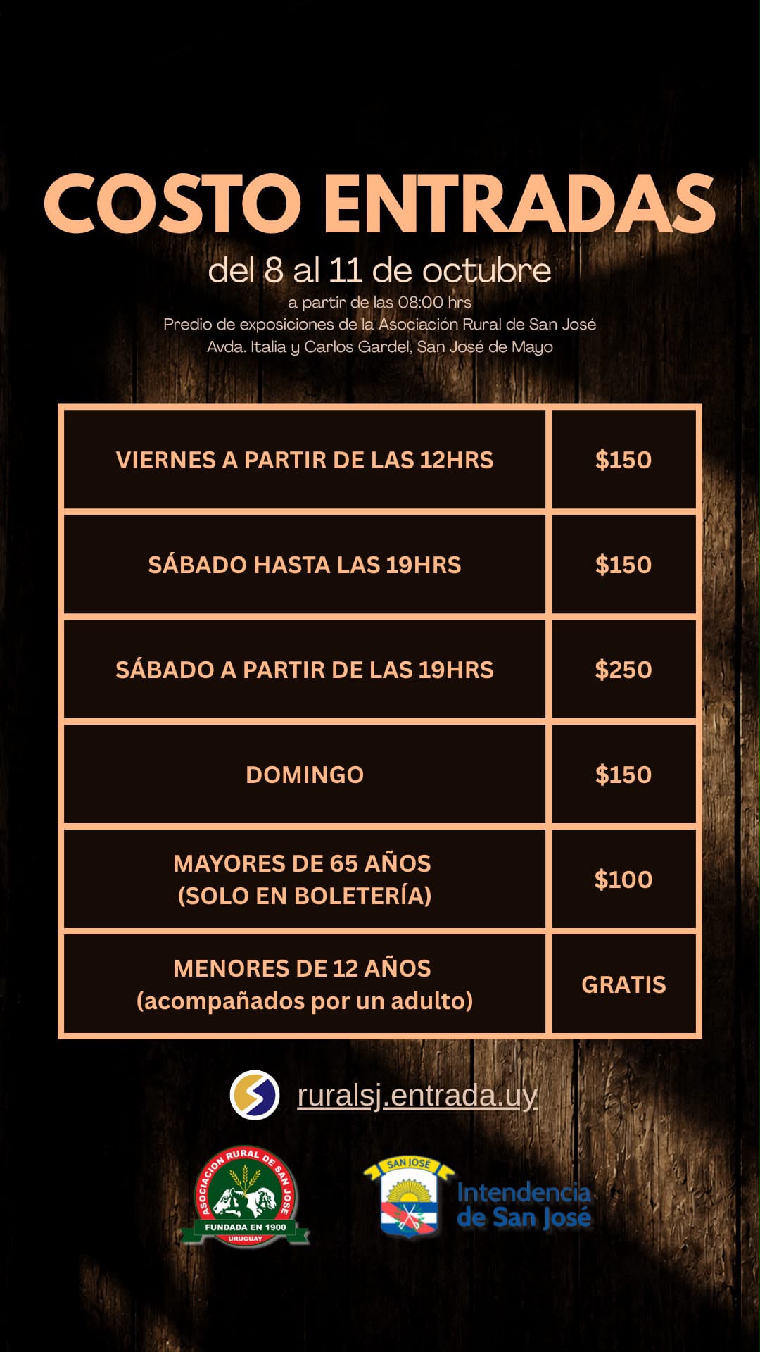 Costo de entradas - Expo San José 2026, del 8 al 11 de octubre